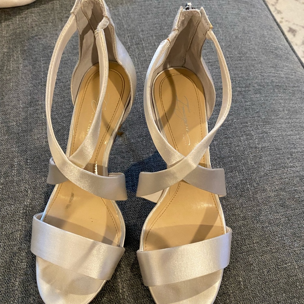 Ivory satin wedding shoes size 7